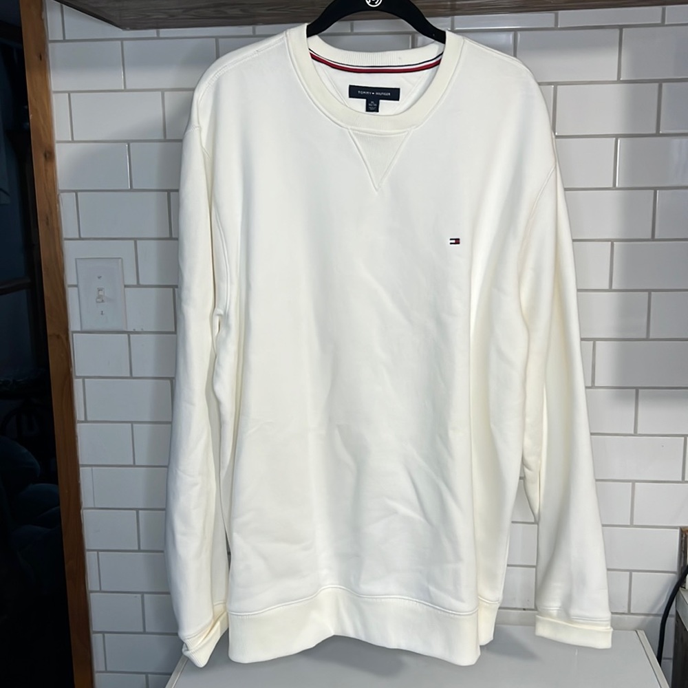 VINTAGE TOMMY HILFIGER SWEATSHIRT CLASSIC Y2K IN WHITE XL